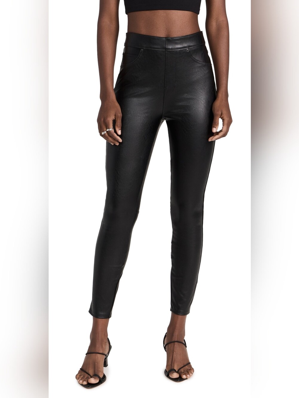 Spanx Faux Leather Ankle Skinny Pants Noir Black Medium New